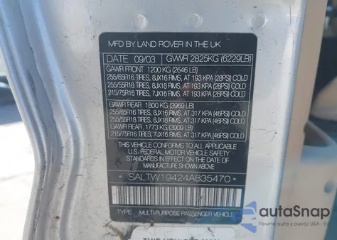 2004 Land Rover Discovery Se from USA, damaged, VIN SALTW19424A835470